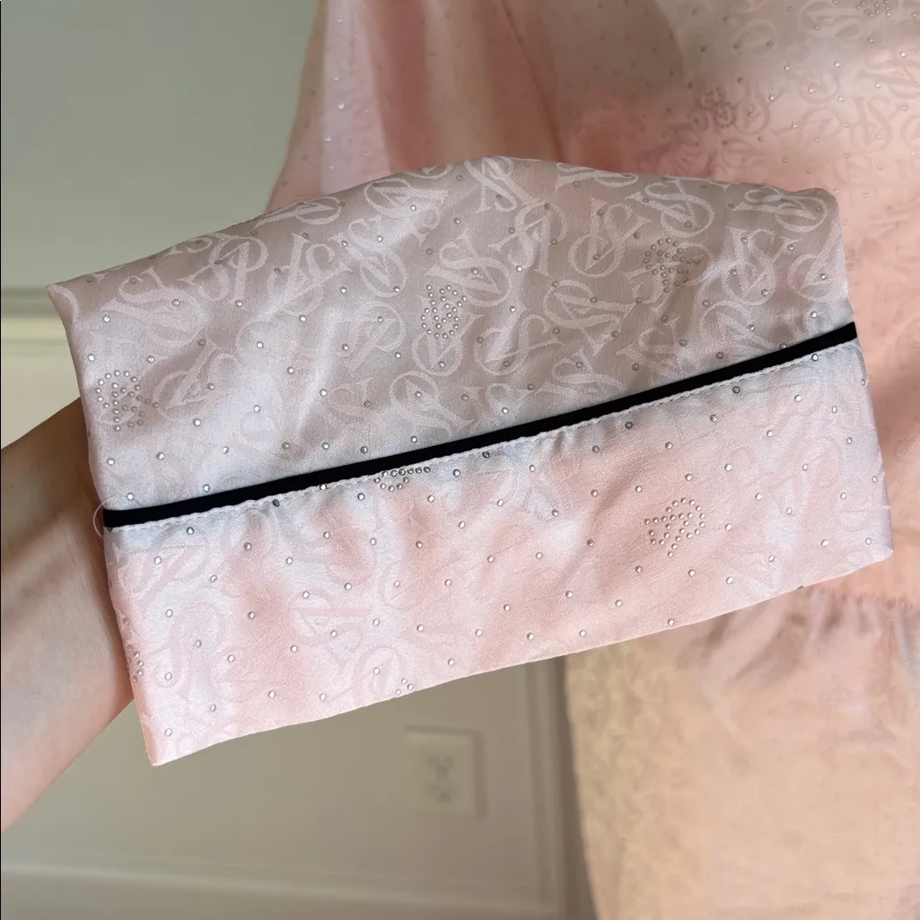 Victoria's Secret Glazed Satin Dew Drop Long Pajama Set Bling Belt Size XL - Image 6