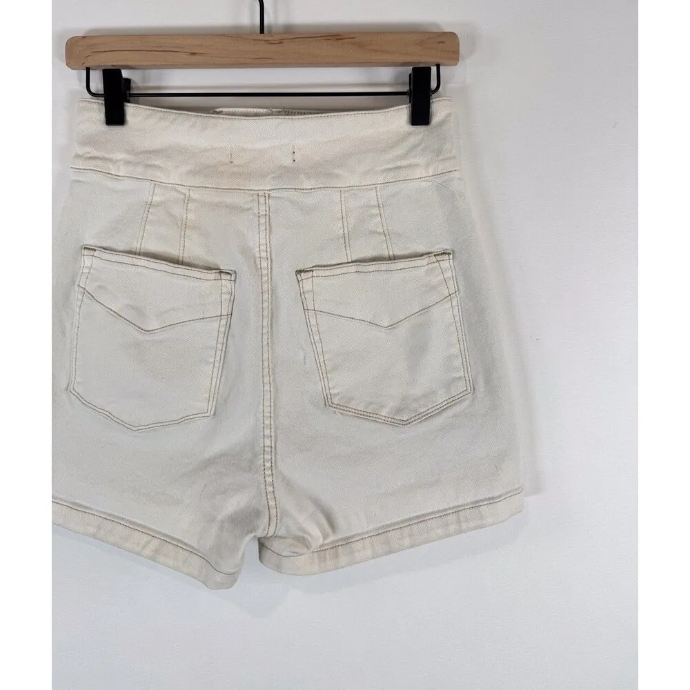We The Free People Womens Shorts White Sammi Retro Denim Casual Jean Size 28 - Image 8
