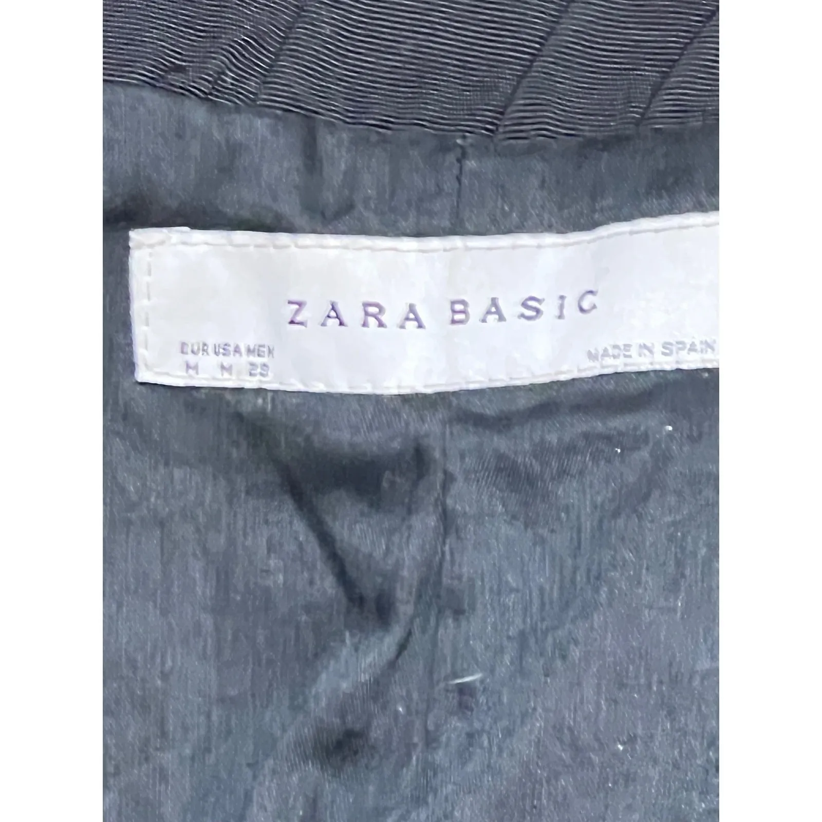 ZARA BASIC Black High Neck Gathered Waist Jacket Double Button Medium Millitary - Image 5