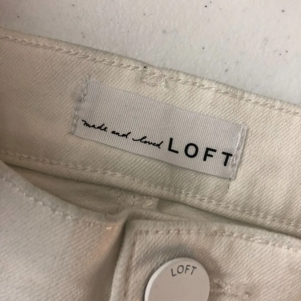 LOFT Womens Jeans Cropped Boot Cut High Rise Stretch White 0 - Image 11