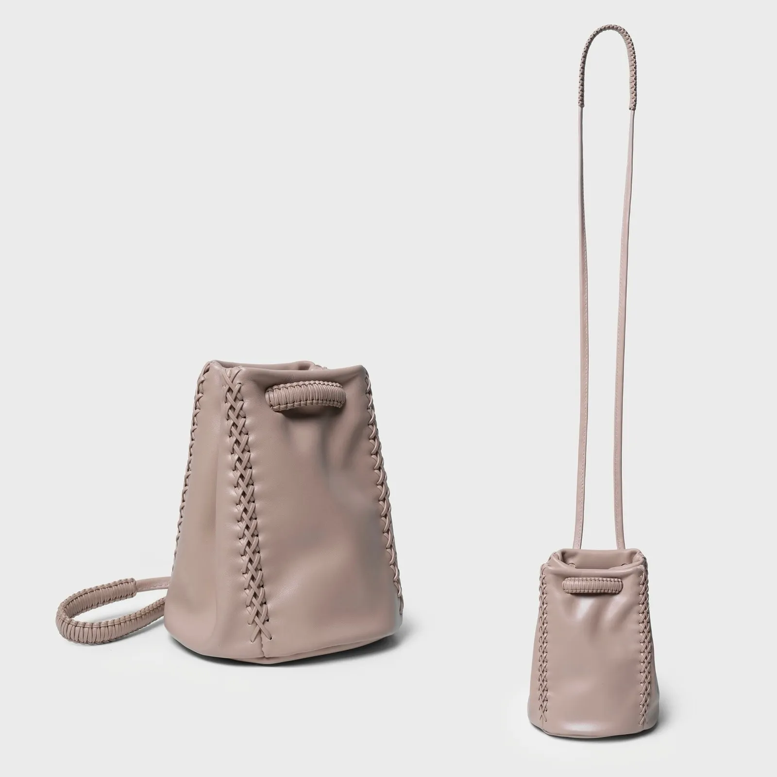 Callista Latte Beige Smooth Leather Pouch Bag Pink - Image 10