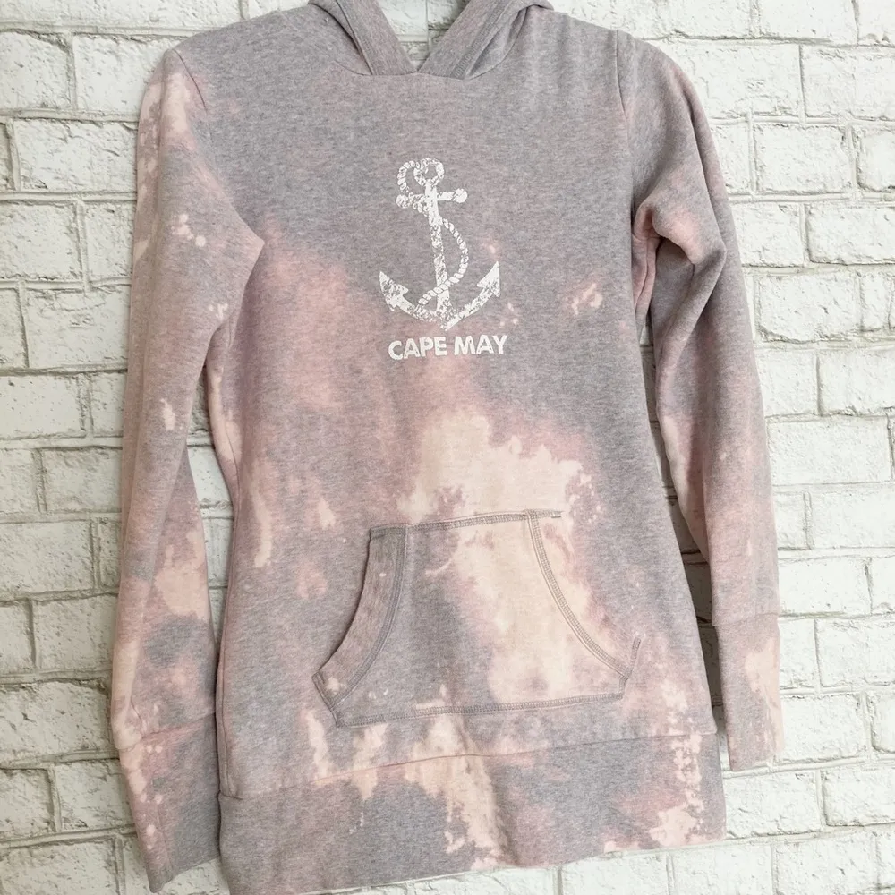 Cape May Nautical Grey Pullover Bleached Hoodie Gray - Image 2