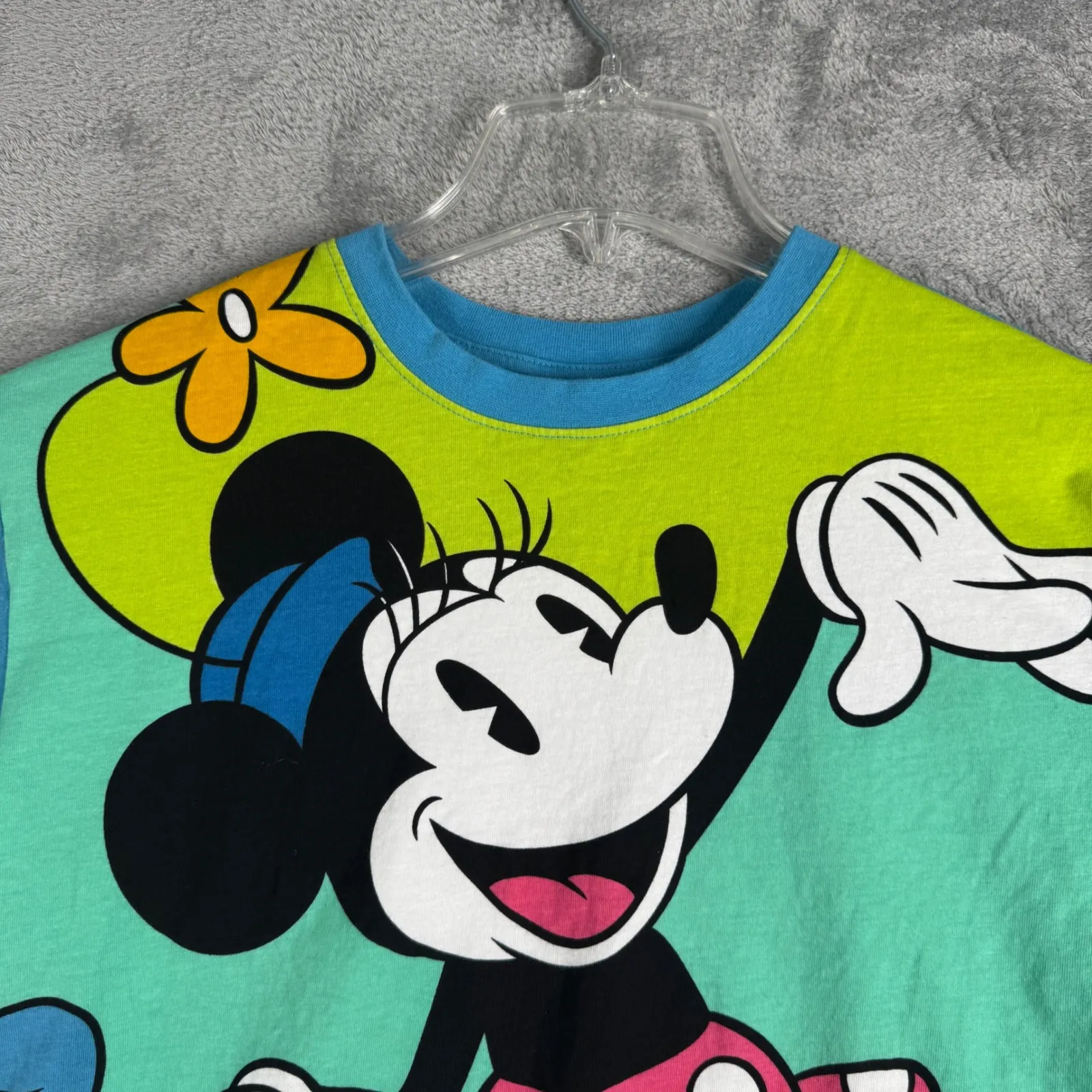 Mickey & Co Shirt Womens Large Organic Cotton Minnie‎ Mouse Crop Graphic Tee Blue - Image 4