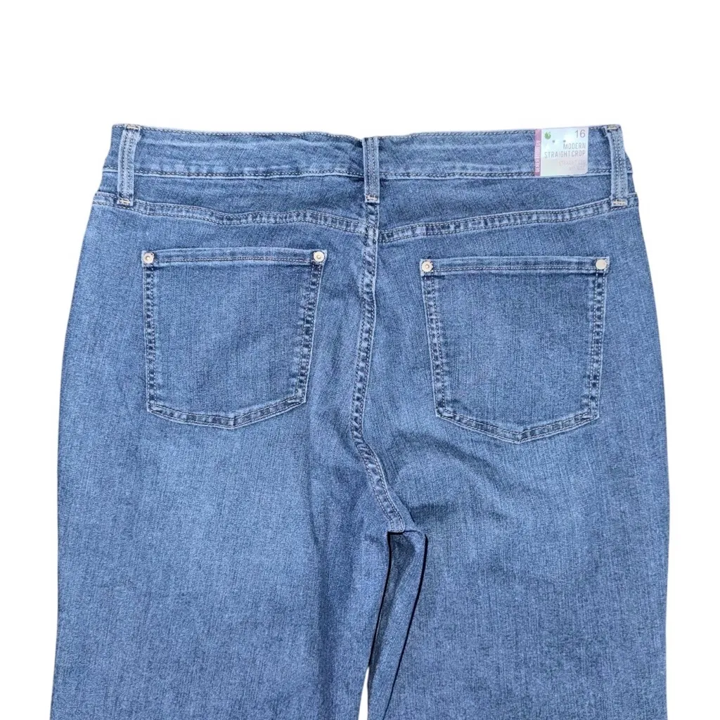 NWT Gloria Vanderbilt Generation Mid Rise Straight Cropped Jeans Split Hem Sz 16 - Image 5