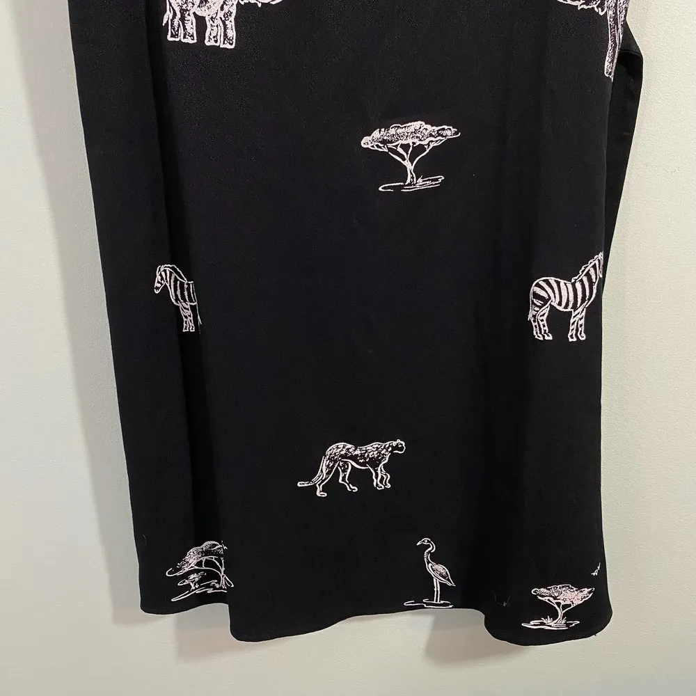 Vintage Connie Choi Women's Black Safari Animals Sleeveless Shift Dress Size S - Image 6