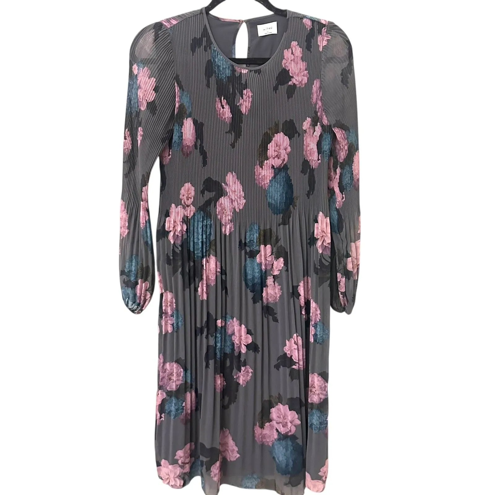 ARITZIA Wilfred Daydreamer Pleated Foral Midi Dress‎ Gray Sz XS - Image 2