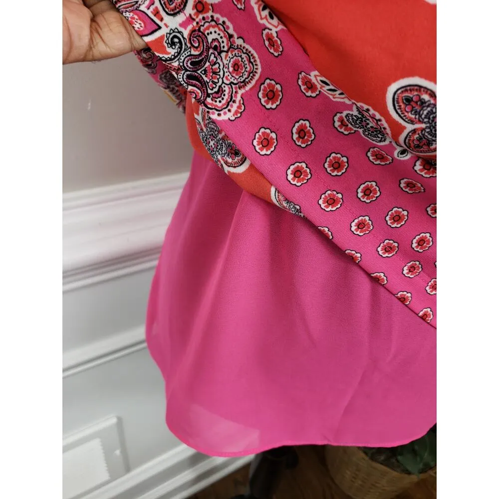 Rose + Olive Orange Floral Sleeveless Women Top Blouse Size S Paisley Print - Image 5