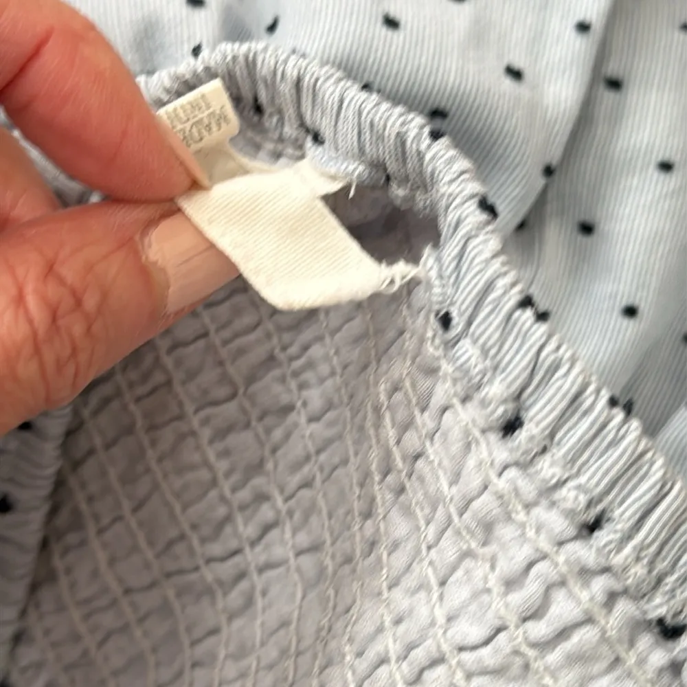 Sim & Sam Light Blue Swiss Dot Smocked Bust Strapless Maxi Dress - Image 5