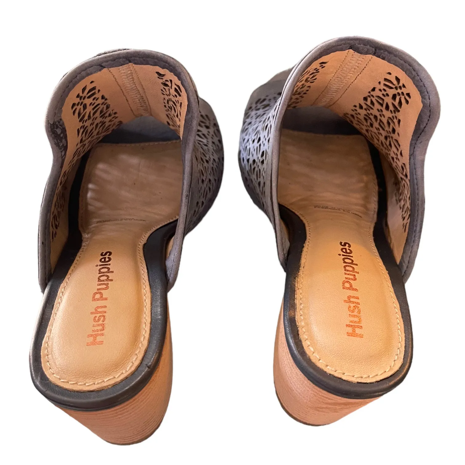 Hush Puppies Blue Suede Perforated Malia Slip On Heeled Mule Size 7.5 - Image 5