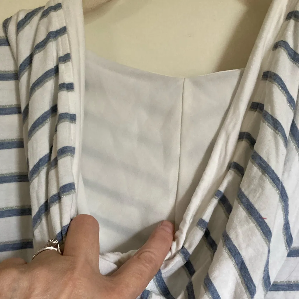 White House Black Market White Striped Hooded Long Sleeve Mini Dress #Gr - Image 10