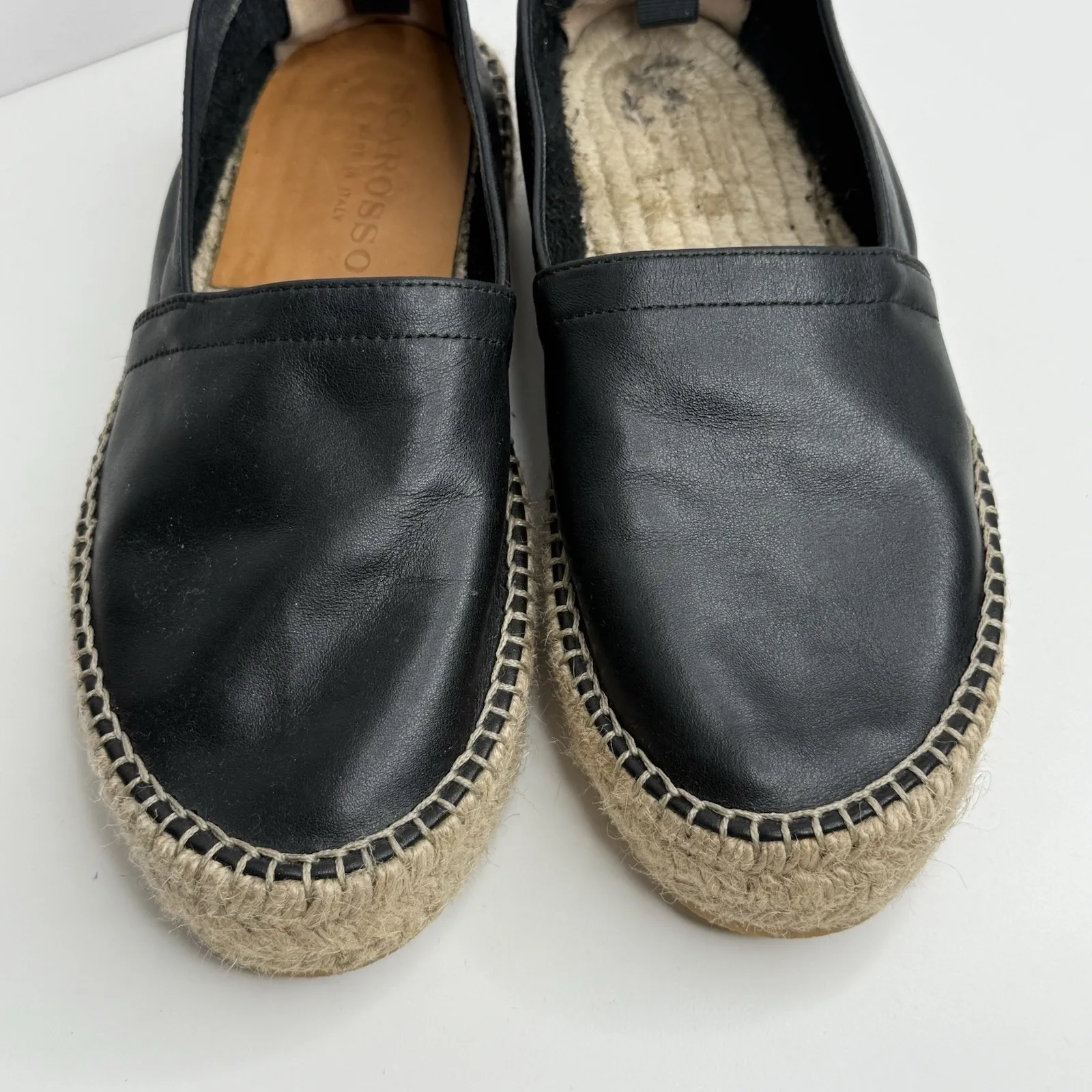 Scarosso Women's Black‎ Leather Espadrilles Size 36 (US 6) Made In Italy Black - Image 3