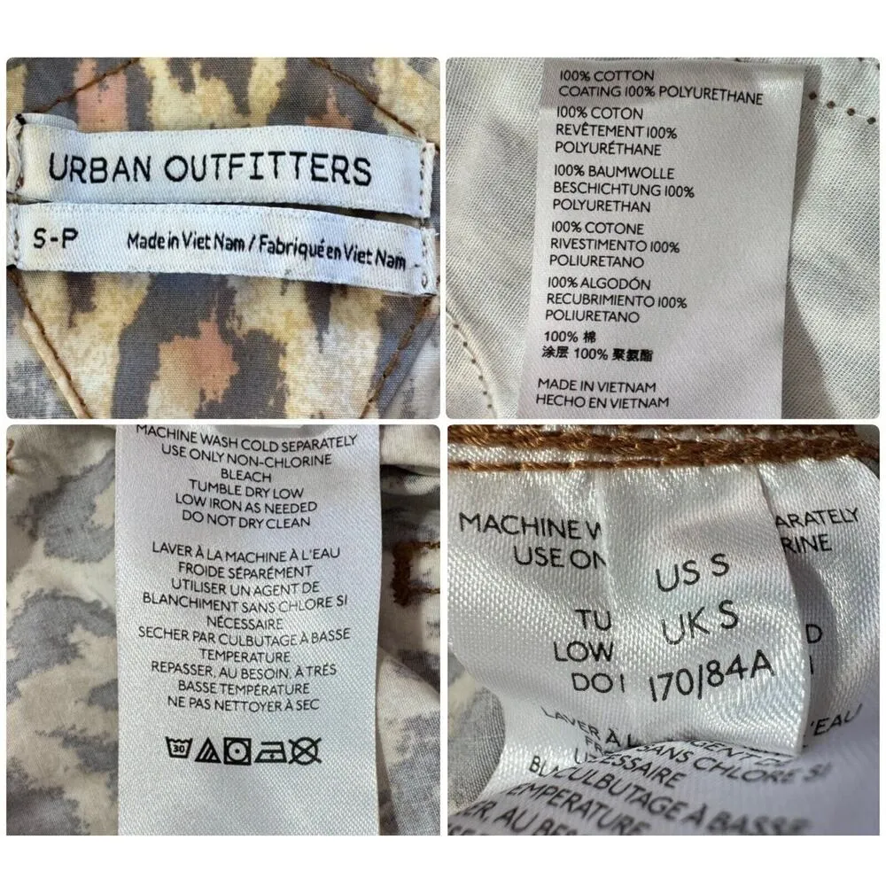 Urban Outfitters Camille Cotton Printed Overalls Leopard Print Streetwear Sz SP - Image 10