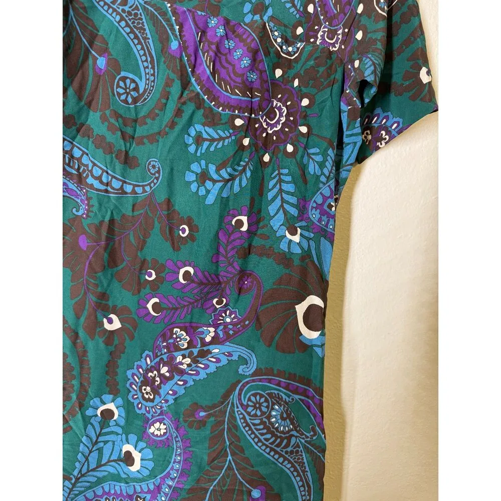 Banana Republic Floral Pattern 100% Silk Dress Womens Sz L Quiet Luxury Career - Image 2