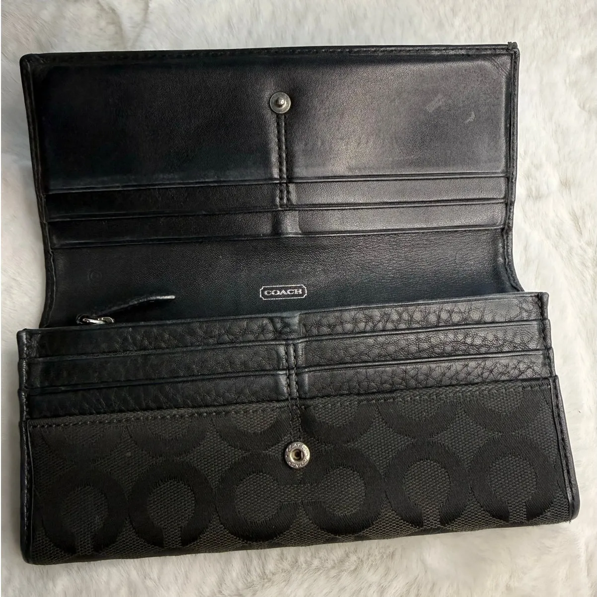 COACH Black Signature Canvas Wallet - Image 3