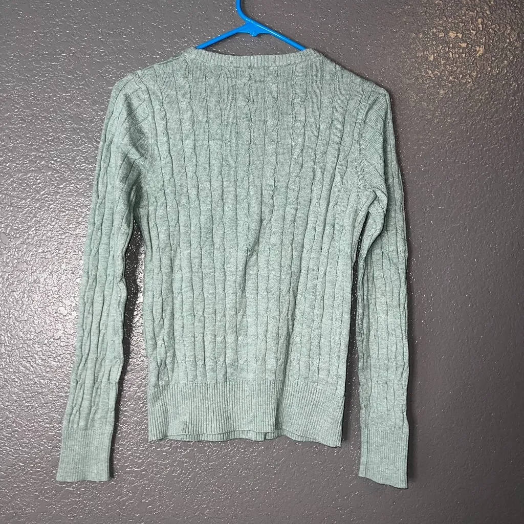 Merona Women’s Small Light Green Cable Knit Pullover Sweater Long Sleeve - Image 4