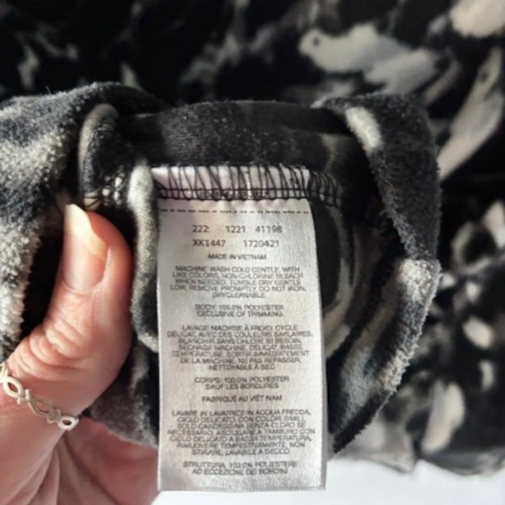 Columbia Sweatshirt Pullover M Black White Floral Fleece Pullover Retro Boho - Image 9