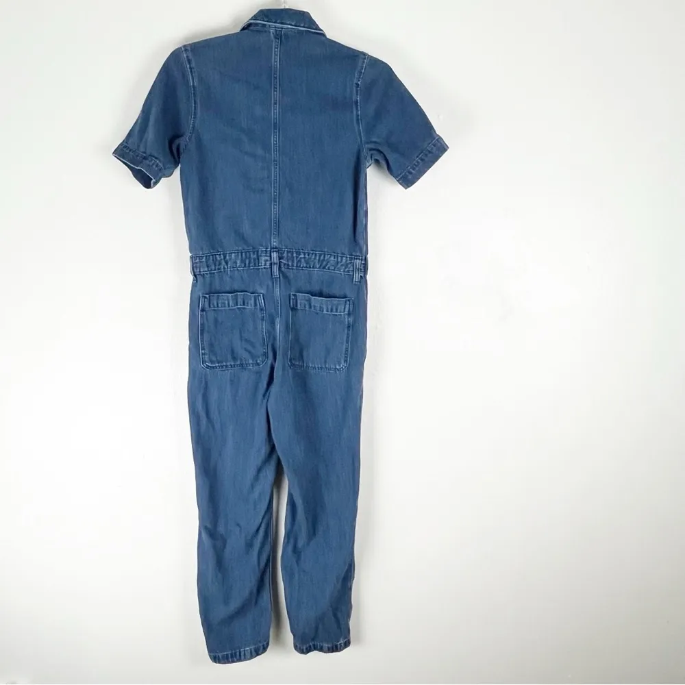 EVERLANE The Super Soft Organic Cotton Blue Jean Denim Coverall Jumpsuit, Size 0 - Image 2