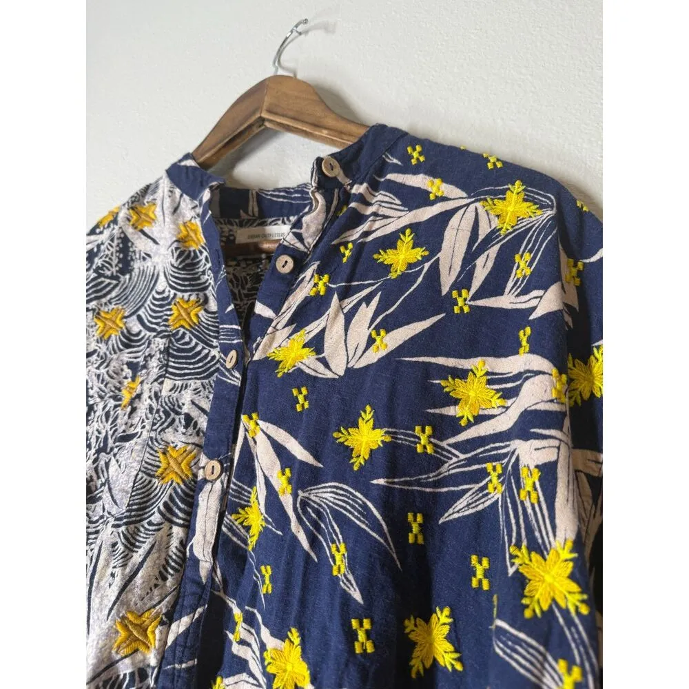 Urban Outfitters Embroidered Button Up Top Womens Sz XS Linen Blend Beachy Boho - Image 3