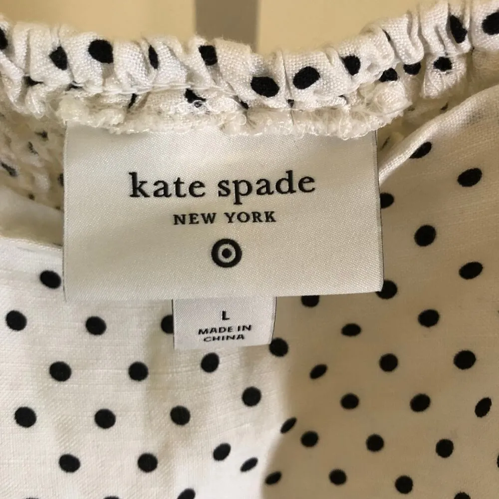 Kate Spade x Target NWOT Women's Polka Dot Linen Babydoll Tank Size L Black Size L - Image 3