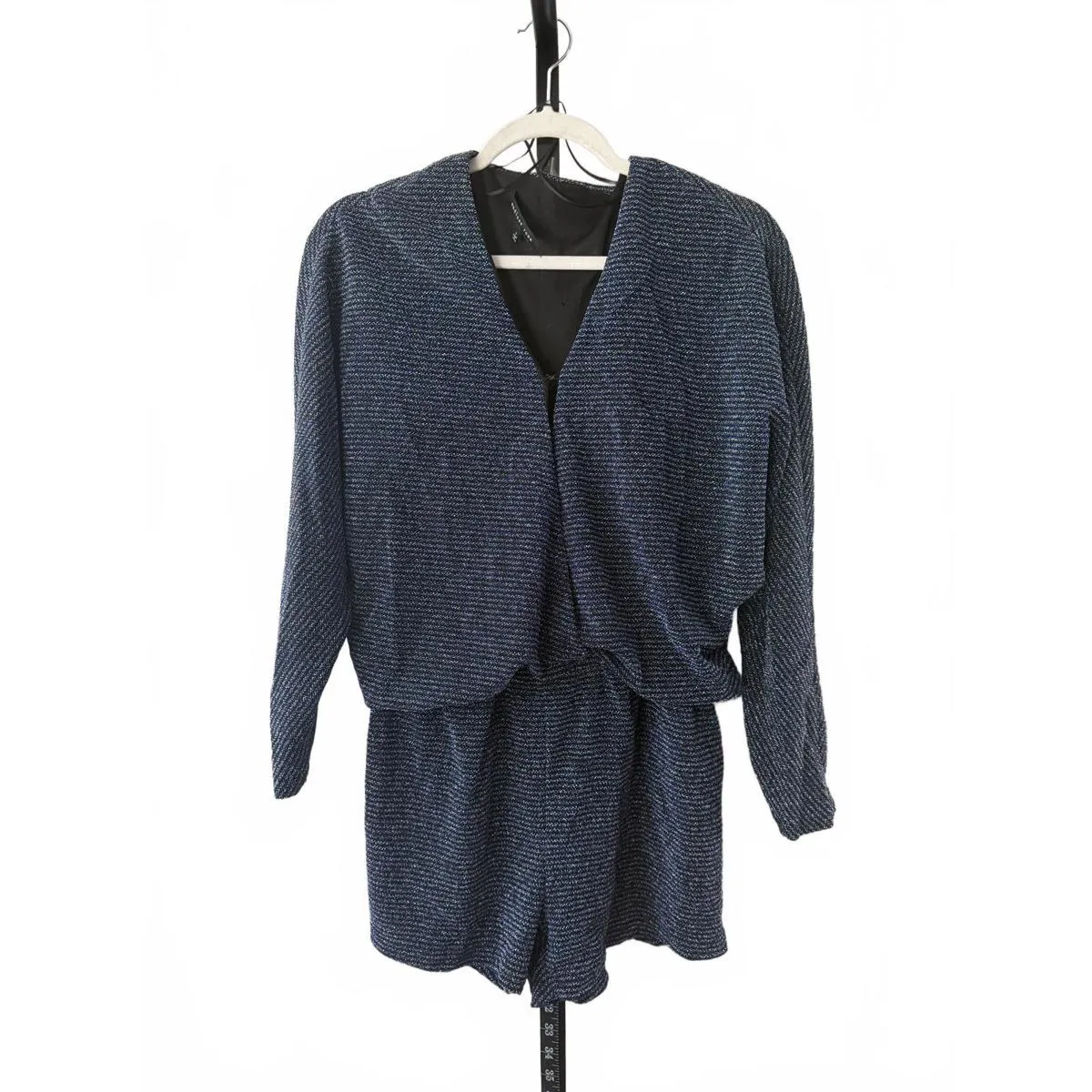 Endless Rose Navy Blue Deep V-Neck Long Sleeve Romper - Image 2