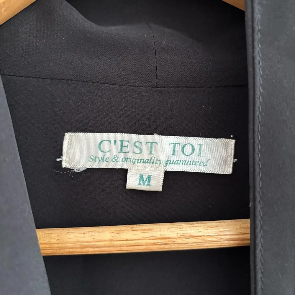 Womens Open Crop Cardigan Blazer Jacket Ruched 3/4 Sleeve Size Medium Black - Image 11