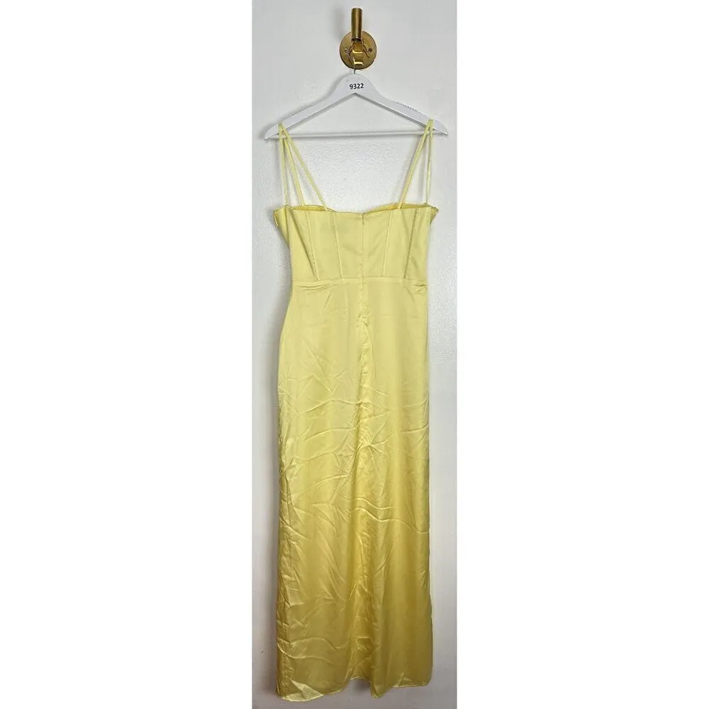 MAC DUGGAL Bustier Side Ruched Bodycon Gown in Lemon Yellow Size US 8 - Image 9