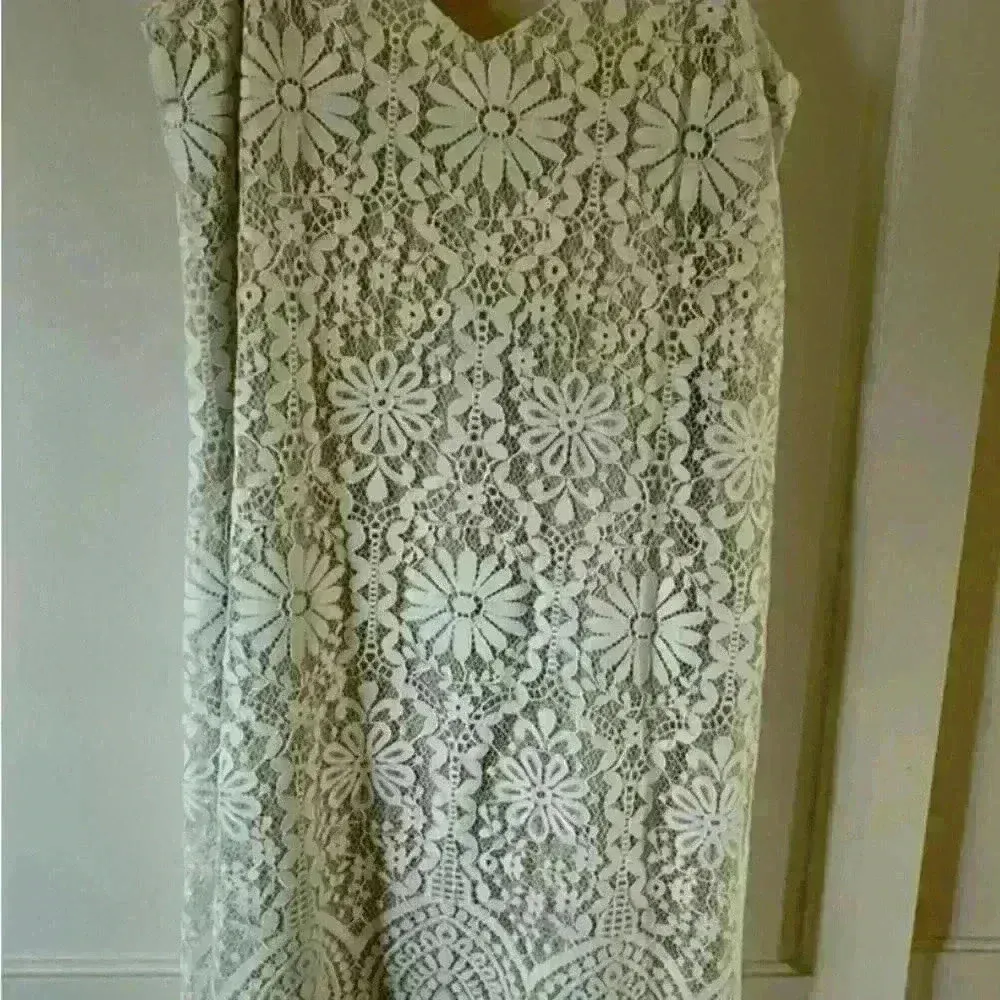 Beautiful urban outfitters  cream mini spaghetti strap lace dress scandi girl - Image 2