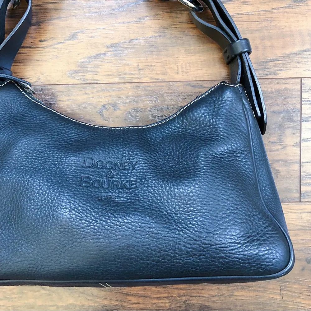 Dooney & Bourke • vintage black leather purse bag pebbled shoulder hobo - Image 8