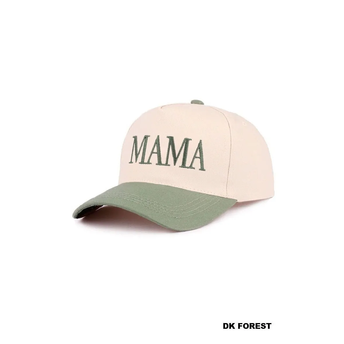Mama Embroidered Hat Beige and Dark Forest Adjustable - Image 3