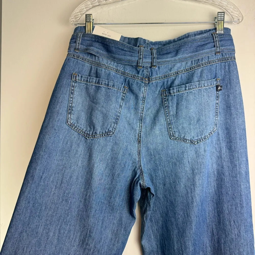 NWT Maurices Wide Leg High Rise Belted Jean Trouser Pants Sz 10 Medium Wash - Image 11