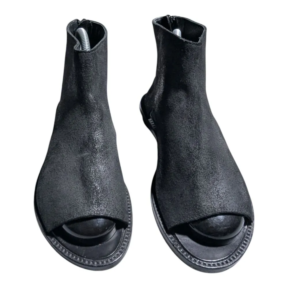 Walk by Anat Dahari Black Leather Handmade Open Toe Closed Heel Sandals 37 6.5 - Image 2