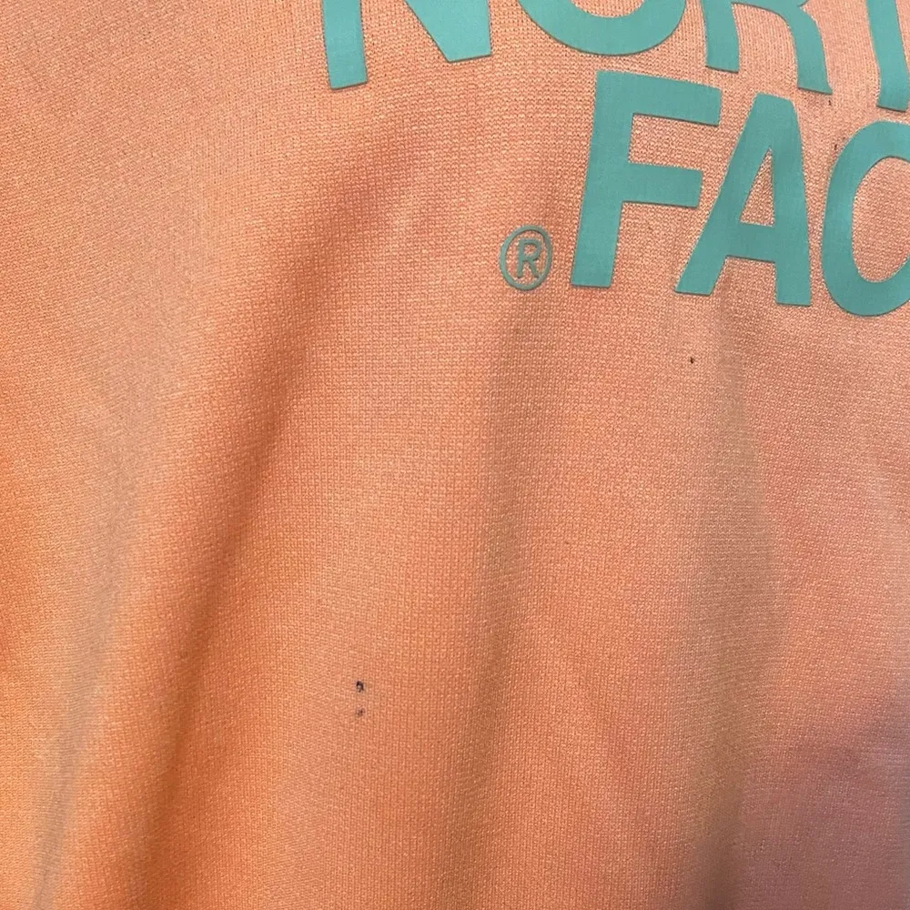 The North Face Neon Orange With Teal Logo Graphic Size XL Hooded Sweatshirt. - Image 4