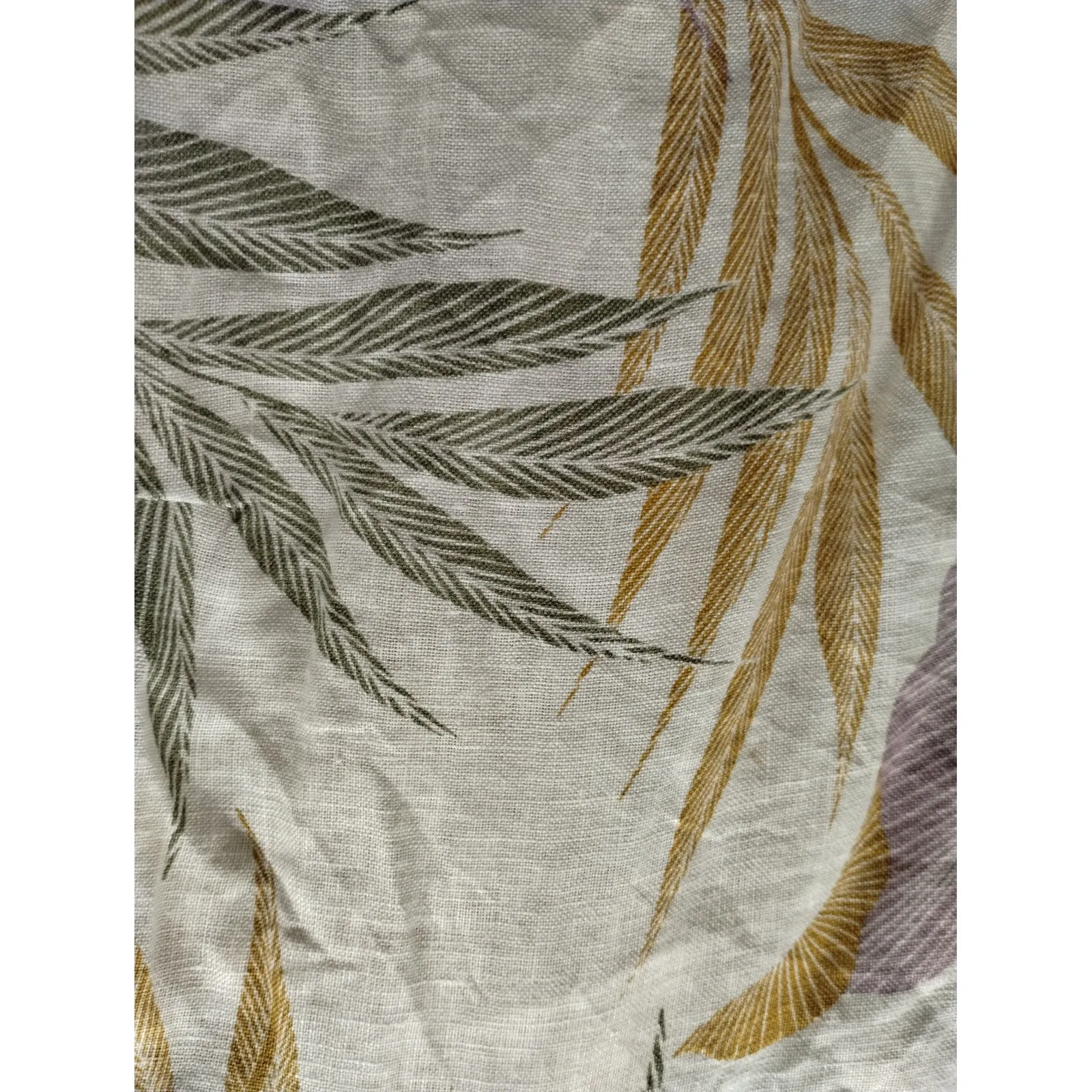 Tahari Womens Size 1X Linen Cream Multicolor Leaf Print Tropical Button Up Shirt - Image 2