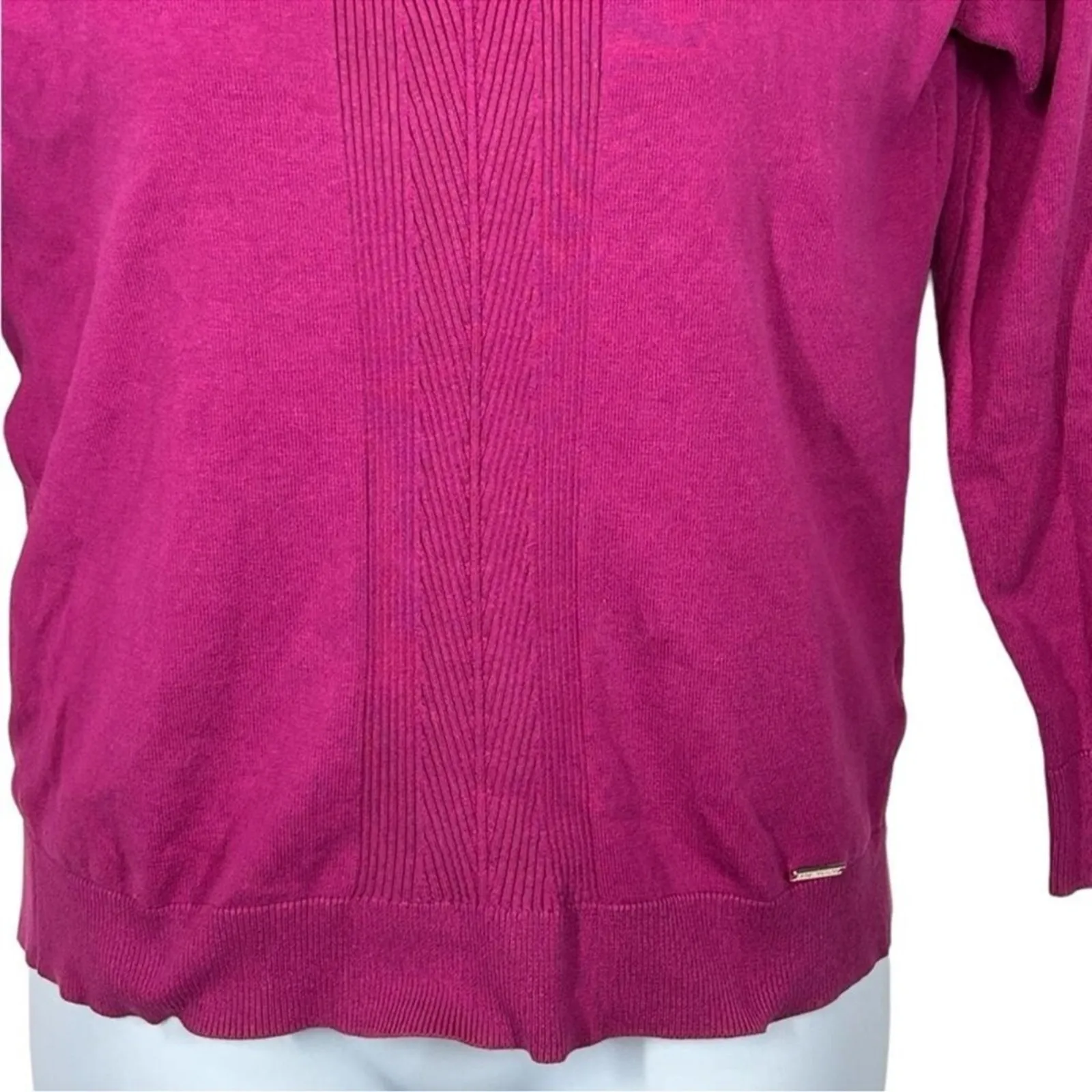 Tommy Hilfiger Magenta Turtleneck Sweater Button Cuff Size L Retro - Image 4