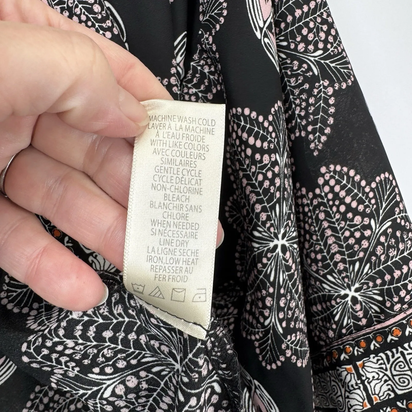 Max Studio Kimono Cardigan Womens Medium Black Pink Boho Polyester Whimsigoth - Image 8