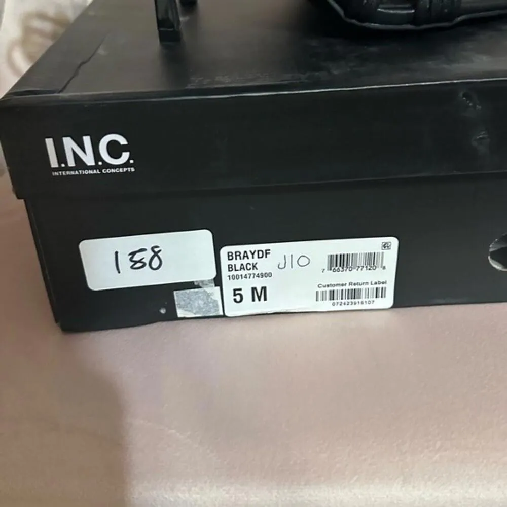 INC Black Strappy Woven Brayd Square Toe Stiletto Lace - Image 5