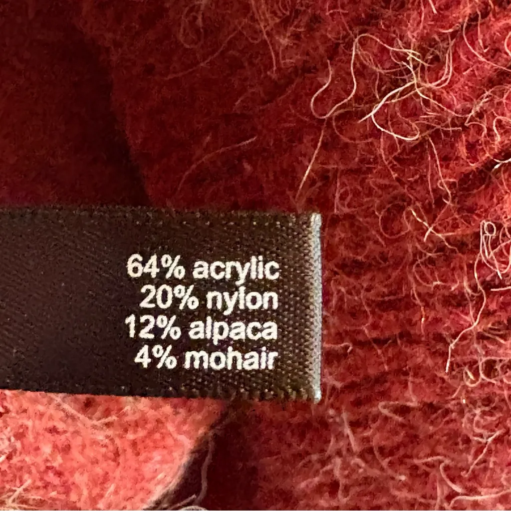 The Limited‎ Sweater Small Cozy Alpaca Mohair Blend Waterfall Cardigan Burgundy - Image 4