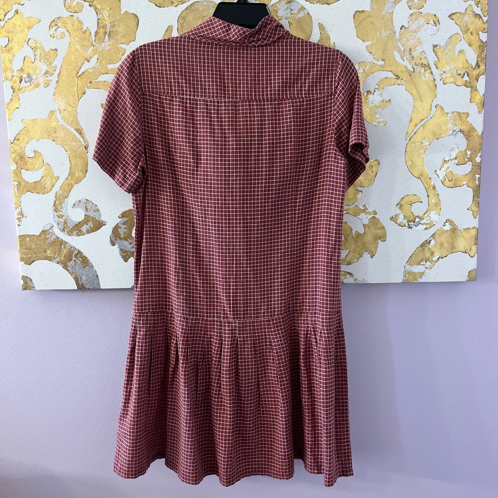 Fossil Size Small‎ Red Checkered Mini Drop Waist Dress - Image 5