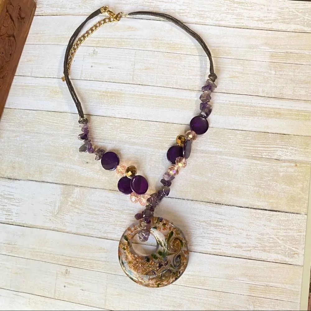 Handmade Murano Glass Gemstone Bead Necklace - Image 4