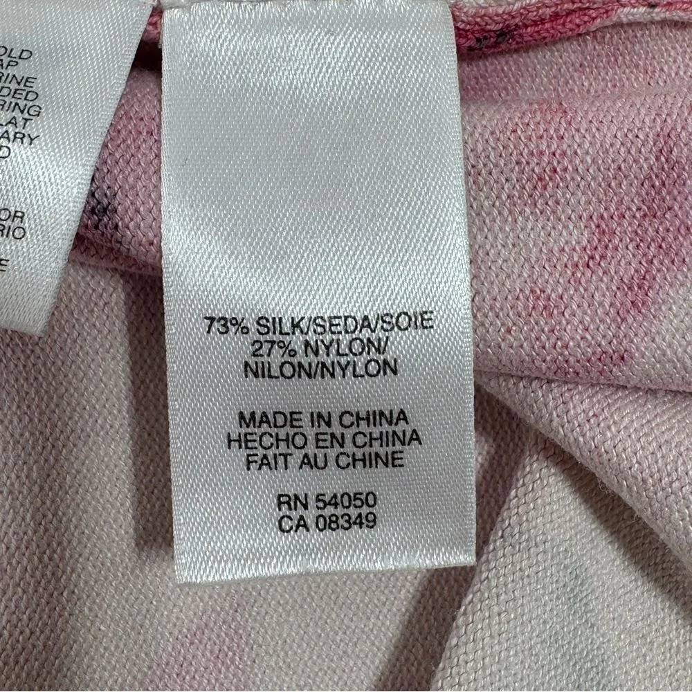 Jones New York Floral Silk Blend V Neck Cardigan Sweater‎ Cream Pink Medium - Image 10