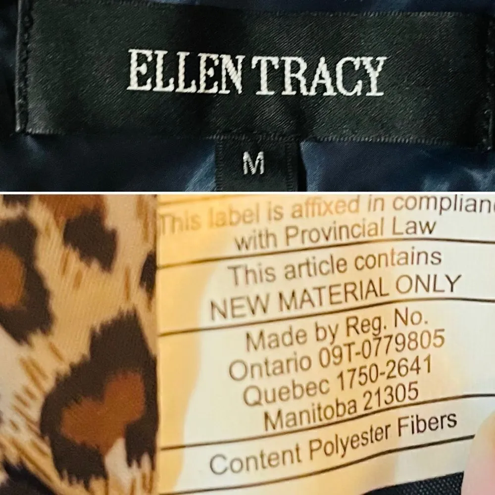 Ellen Tracy Lightweight Insulated Quilted Jacket Zipper Navy Blue M - Image 10