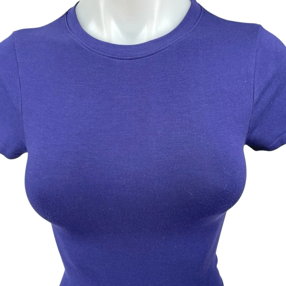 Yummie Women's Blue Short Sleeve Crew Neck Slim Tee T - Image 3