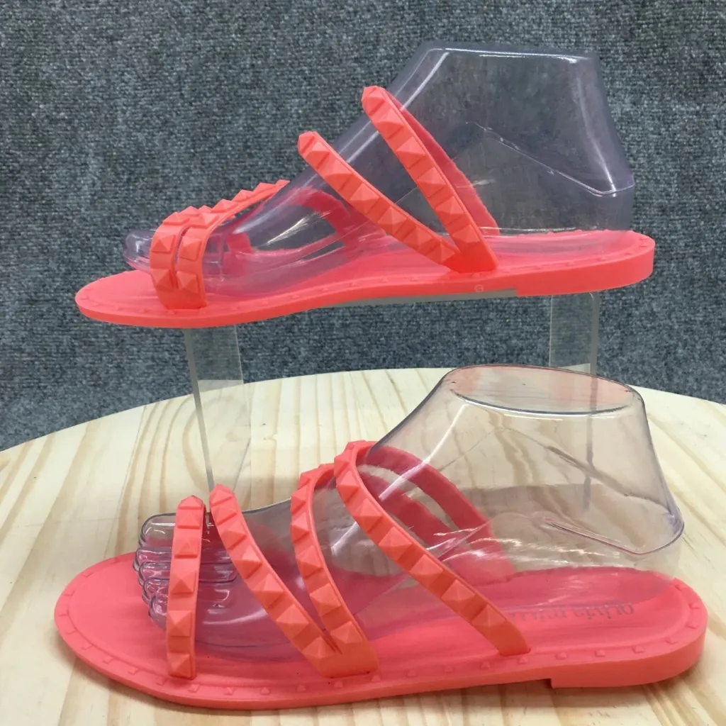 Olivia Miller Studded Jelly Slide Sandals Coral Pink Slip On 8 - Image 3