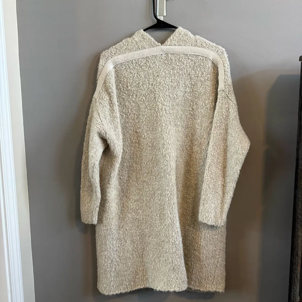 Aerie Cream Partial Wool & Alpaca Chunky Knit Open Cardigan Sweater - Image 6