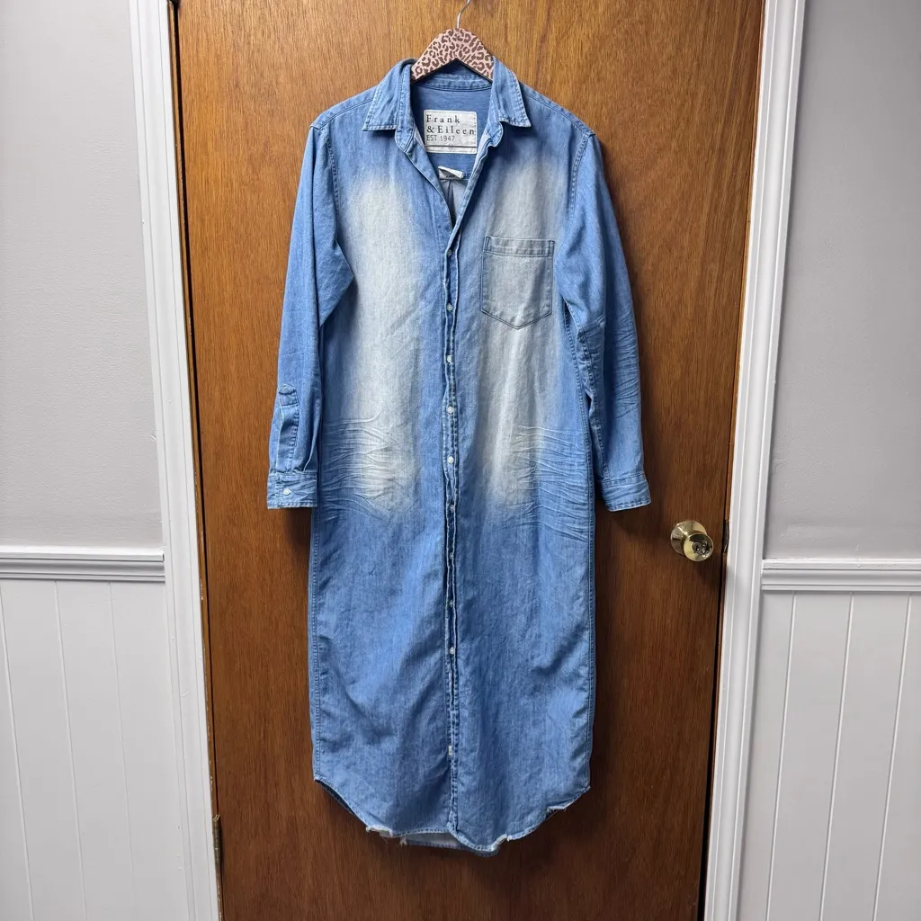 Frank & Eileen Rory Maxi Long Shirtdress Dress Famous Denim Blue Medium - Image 16