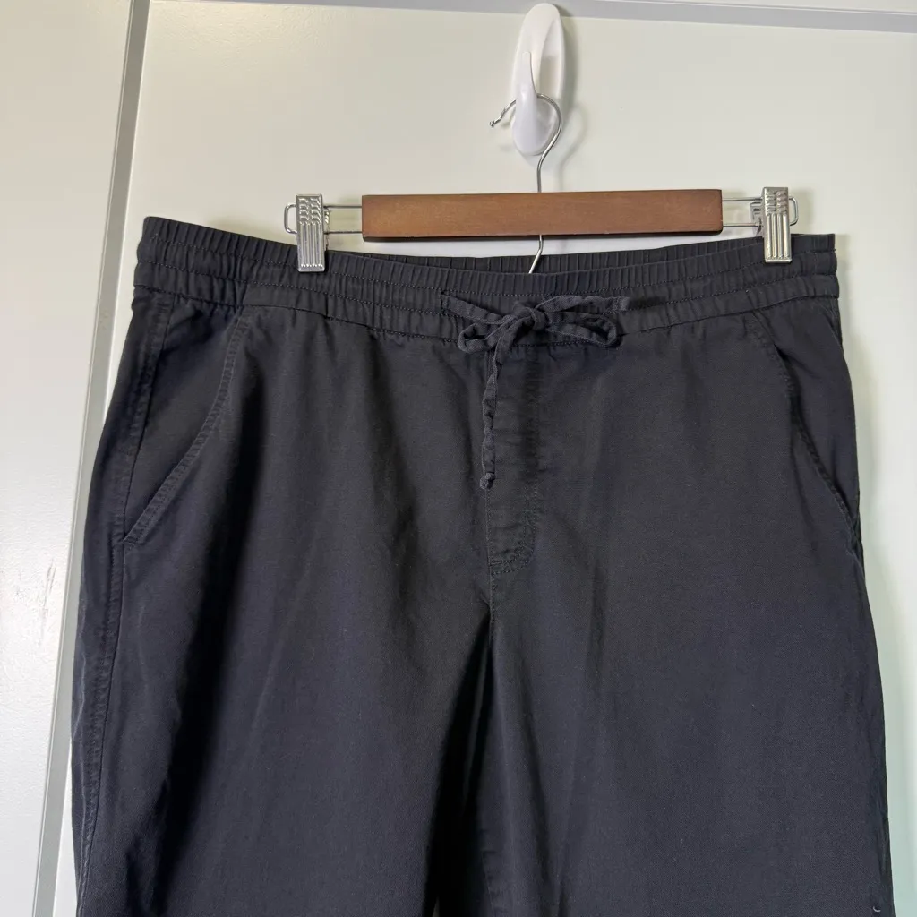 GAP Easy Fit Pull On Tie Waist Twill Pant Relaxed Straight Fit Black Casual LT - Image 3