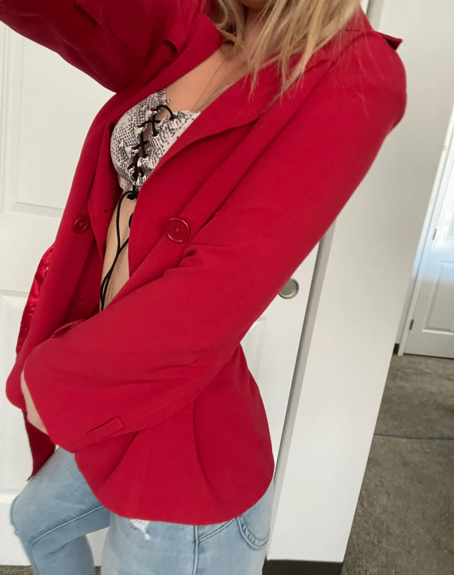 Red Trench Style Coat - Image 2