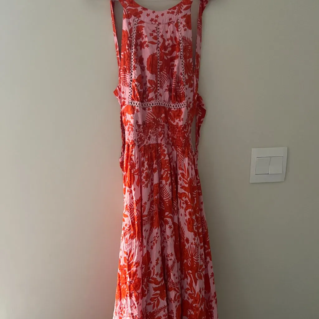 NWT Abel The Label ATL Rumi Candy Florals Maxi Dress Halter Pink Orange S - Image 5