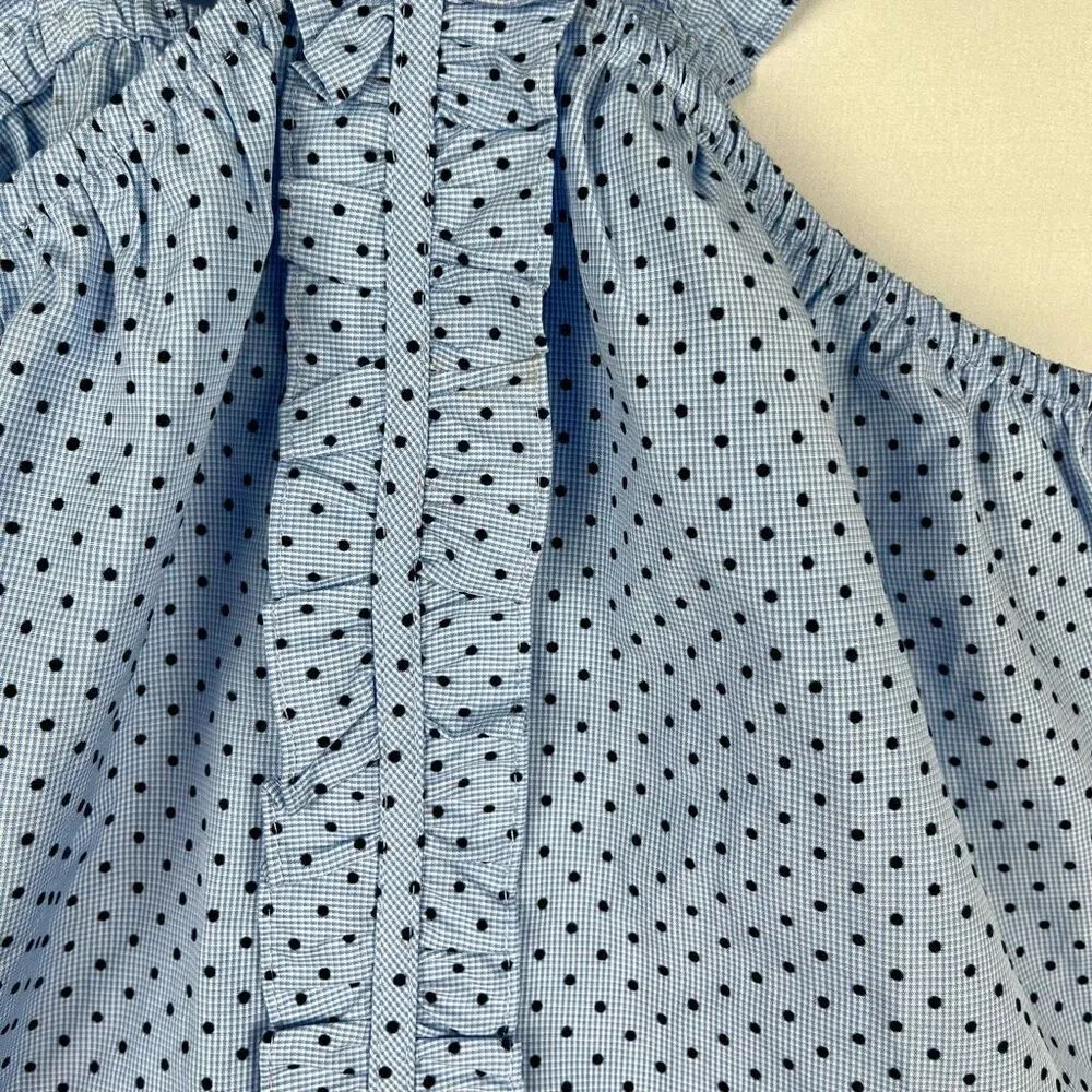 New! NWT Waverly Grey Liberant Anthropologie Chambray Ruffle Pin Dot Berlin Blou Blue - Image 2