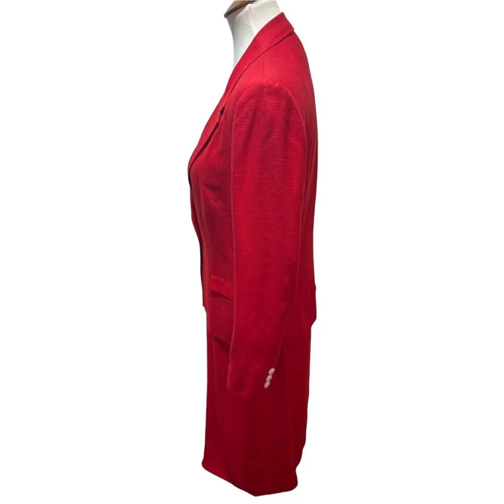 Harve Benard Vintage Red Jacket Skirt Suit Set White Buttons Made In Italy Sz 12 - Image 2